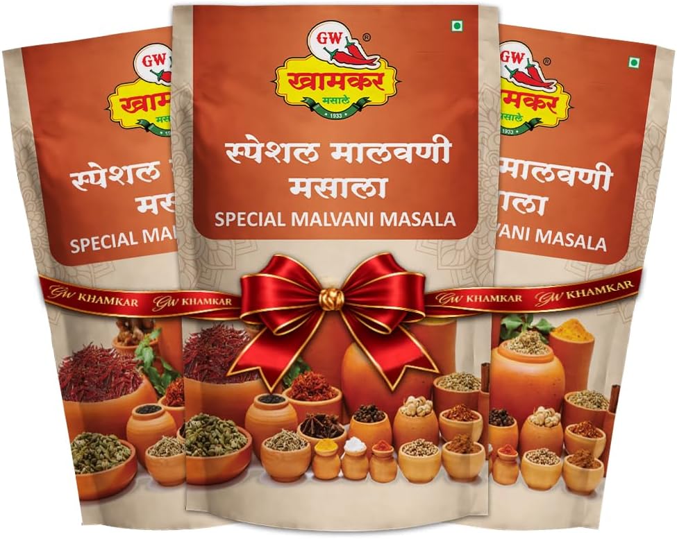 GW Khamkar Special Malvani Masala,spices, Malvani Masale, Indian Spices, Maharashtrian Spices, Traditional Recipe, Authentic (Kokani) Taste,no Artificial Colours, All In 1 Masala, 185 Gm(Pack of 3)