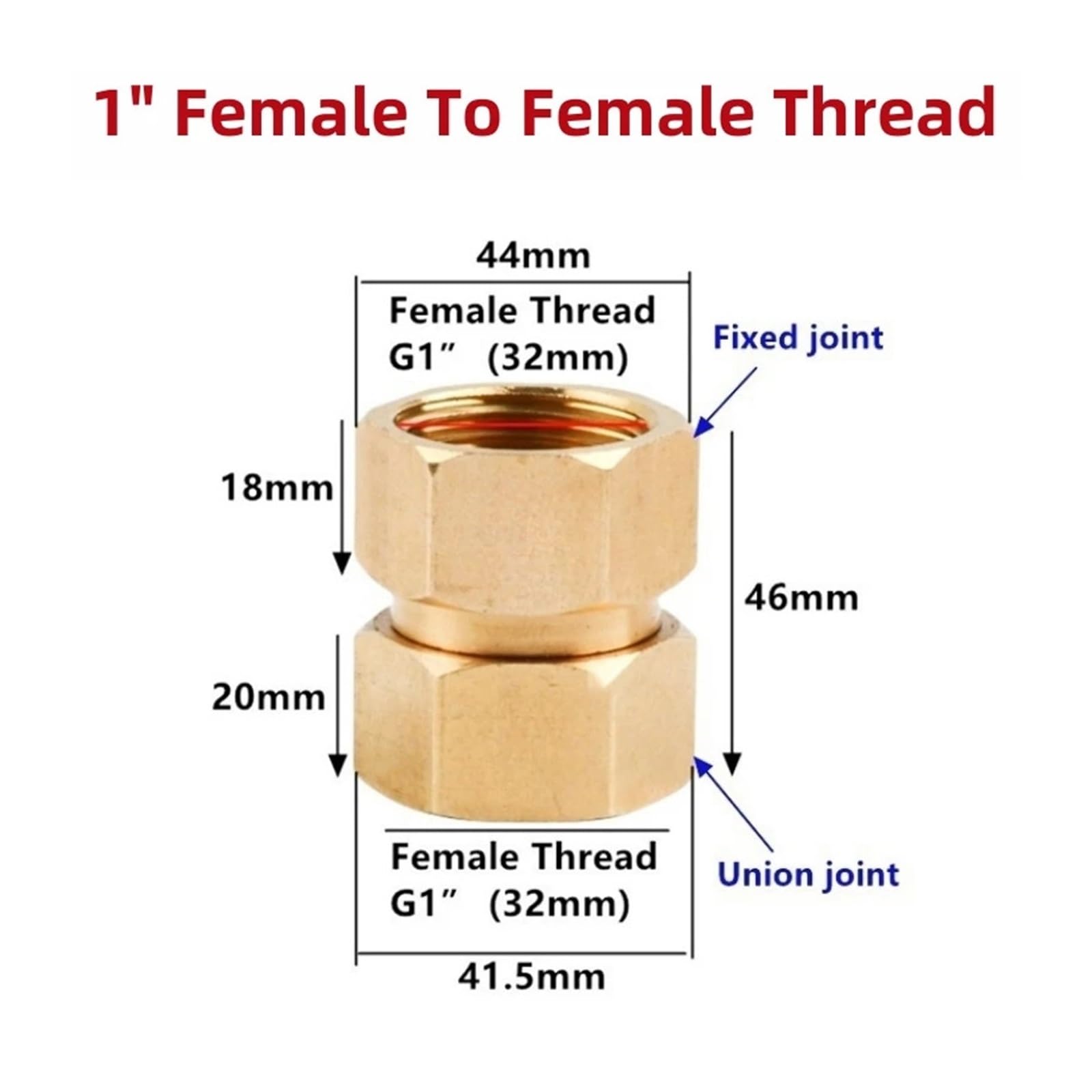 Raccordo filettato in ottone 1/2-1" maschio/femmina