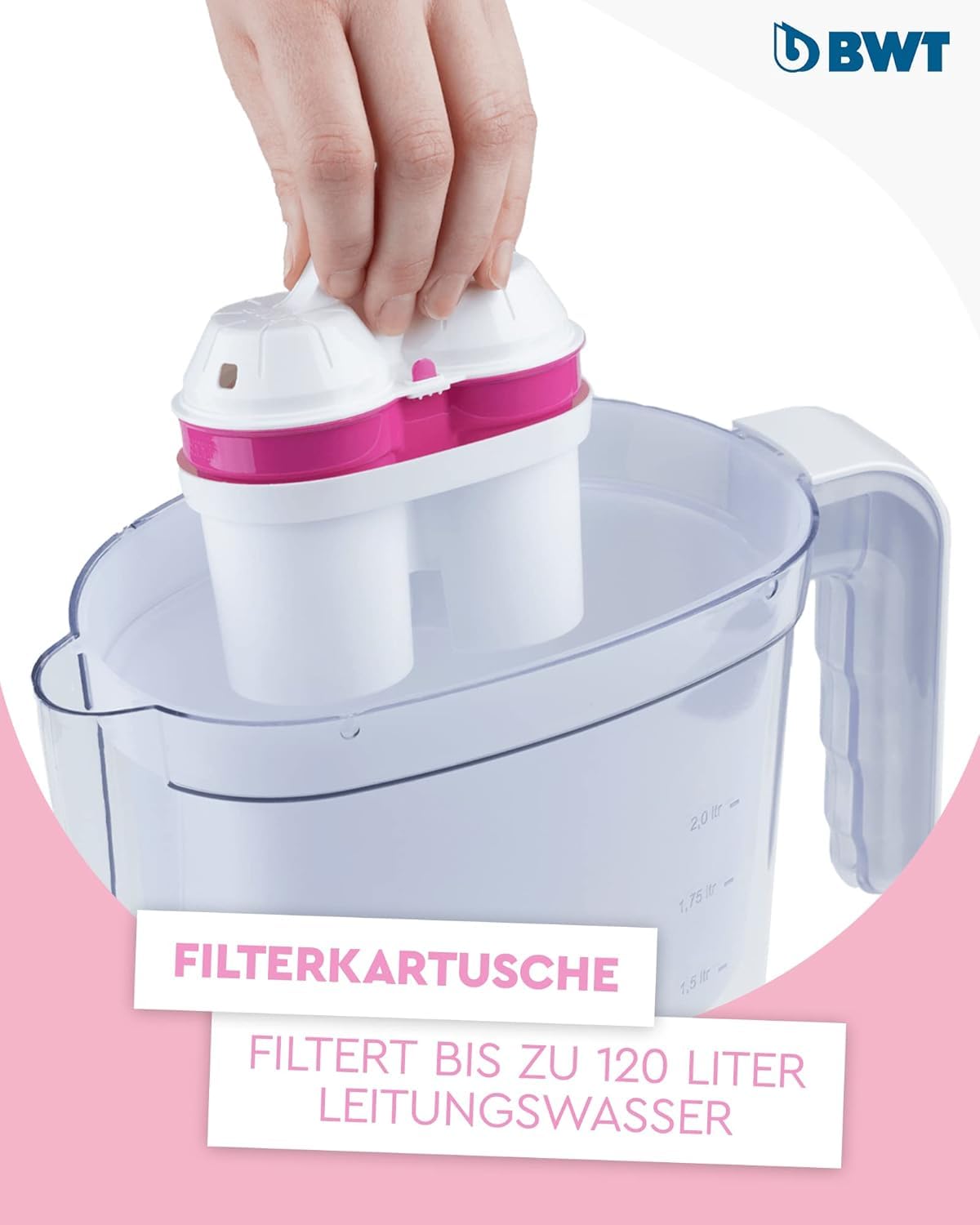 BWT Set di protezione anticalcare per doccia Quick & Clean + filtro acqua da tavolo Vida con magnesio | anticalcare per bagno e cucina | include 1 cartuccia filtro | filtro doccia contro il calcare
