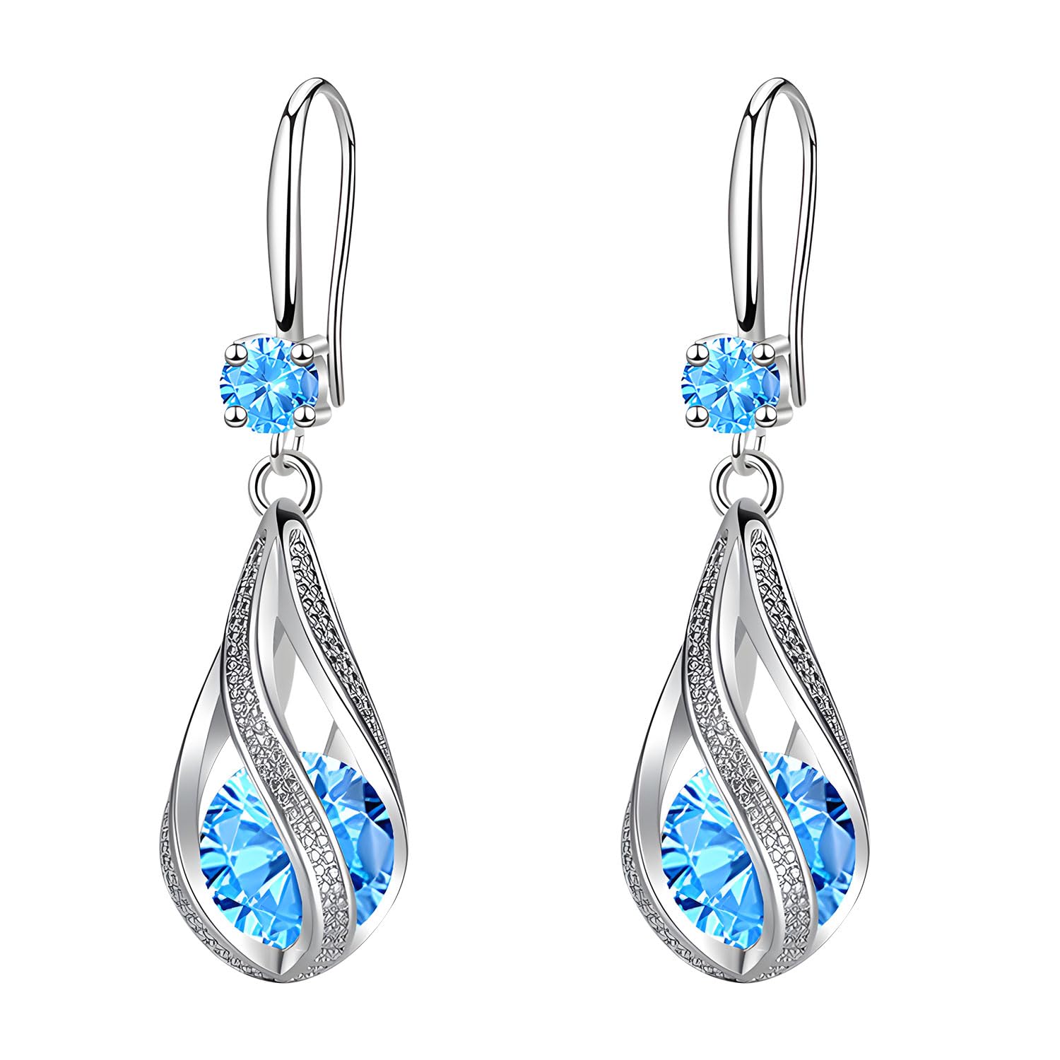 Ohrringe Hängend für Damen, Tropfen-Design Ohrhänger mit Fixiertem Zirkonia, Modische Ohrringe, Elegante Damenohrringe als Geschenk