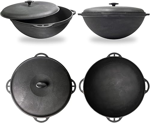 Miniatura 2 de Olla de horno holandés con tapa, 12.5 cuartos de galón (12 litros), horno holandés de hierro fundido, juego de utensilios de cocina de hierro