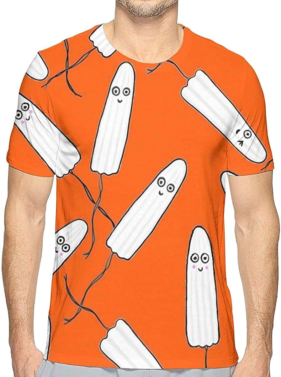 Kawaii Tampons Orange Men's Unique DoubleSided Print Design Handsome Short Sleeve T