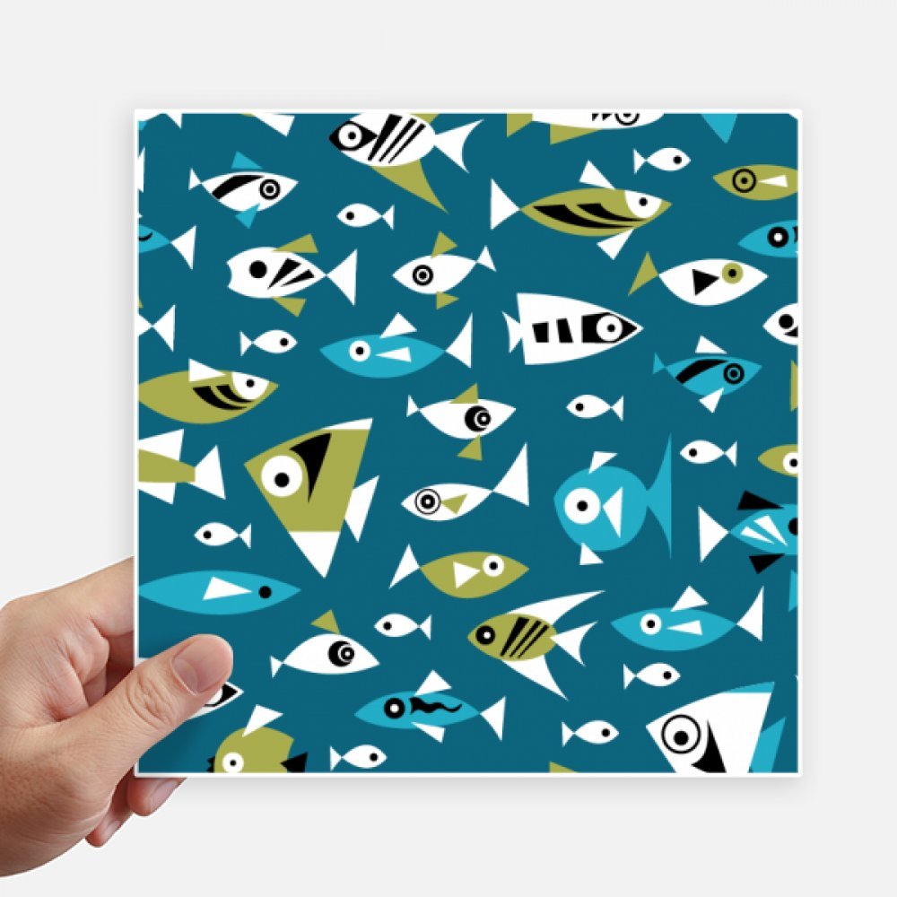 Pegatinas cuadradas de peces abstractos para decorar tu maleta, moto y pared