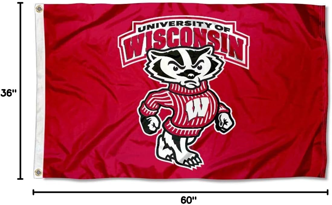 College Flags & Banners Co. Badgers Flag and USA 3x5 Flag Set