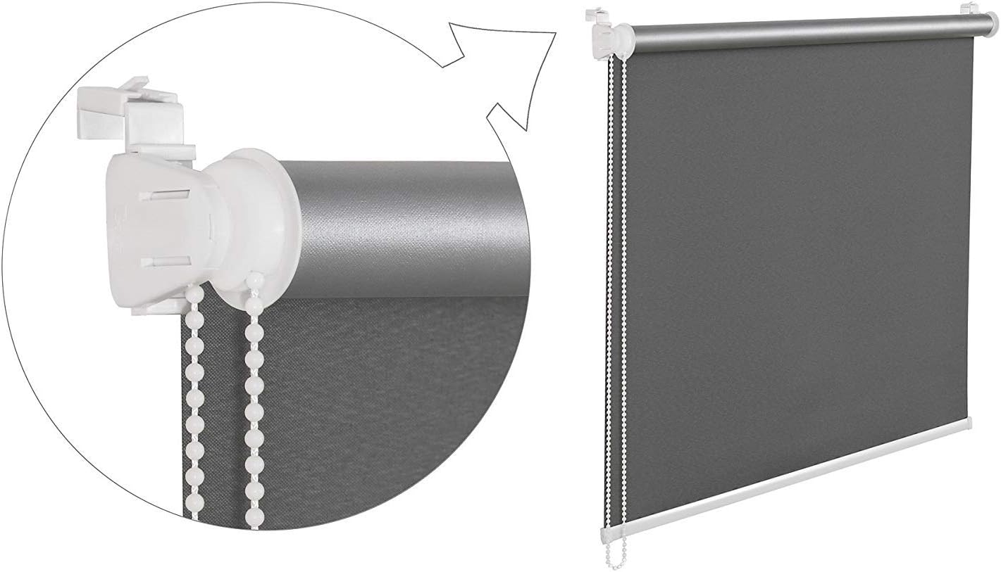 Tropik Home Dark Grey Thermal Blackout Window Roller Blind Available in 16 Width Sizes, 45cm wide (plus 4.5cm fittings)