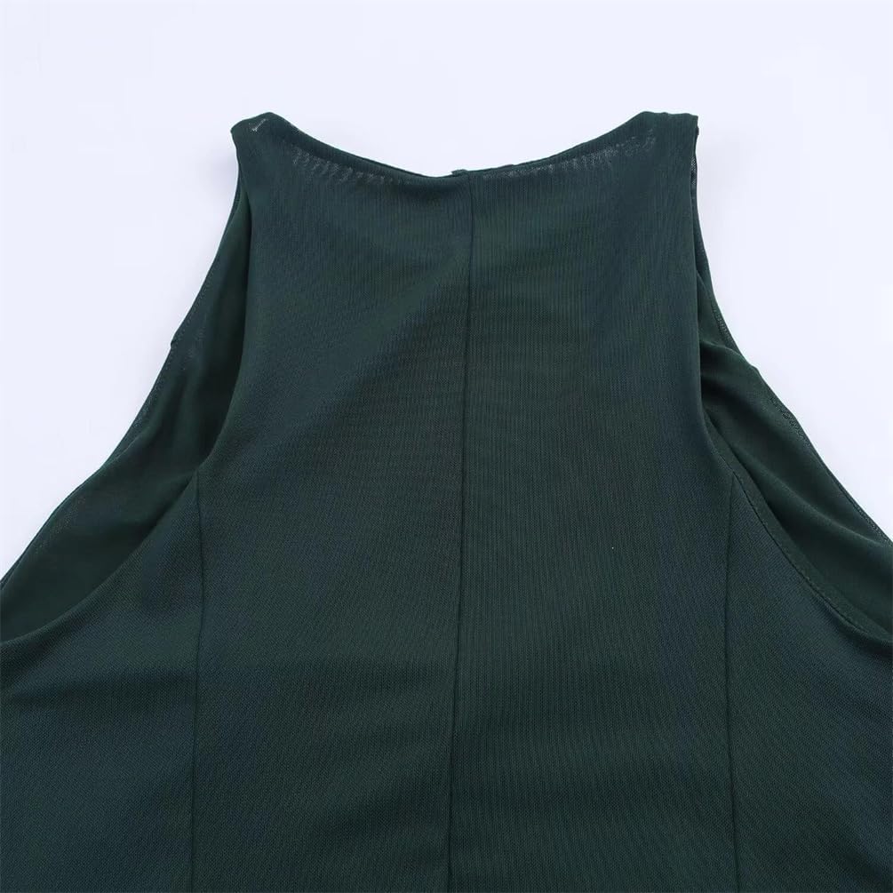 Women's Solid Color Slim Fit Dress Silk Mesh Long Dress