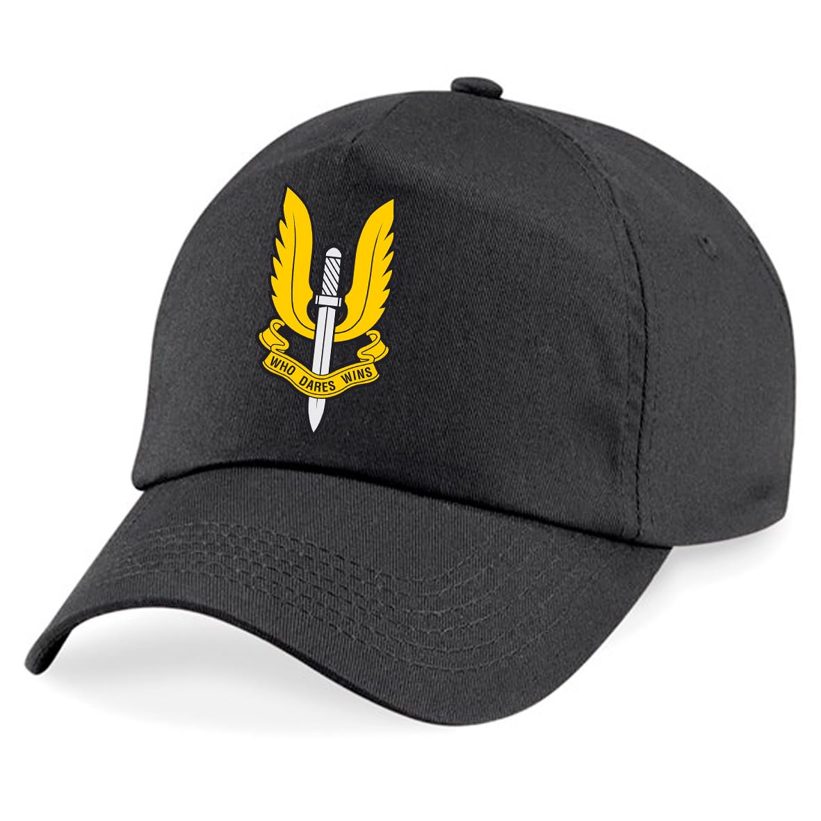 PSave SAS Special Air Service Who Dares Wins Special Forces Insignia Baseball Cap British Army Military Embroidery (Black)