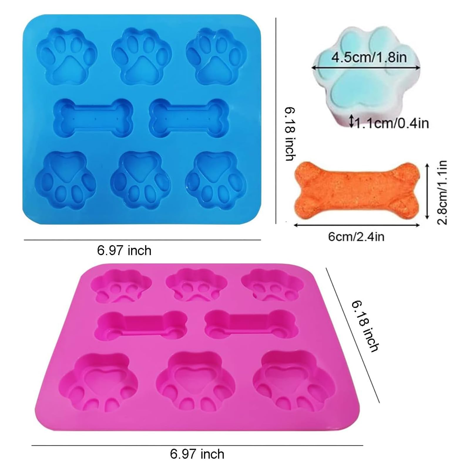 10 Stampi In Silicone Per Biscotti A Forma Di Cane: Zampe E Ossa + 5 Tagliabiscotti - Ideali Per Dolcetti, Cioccolato E Ghiaccio - 2