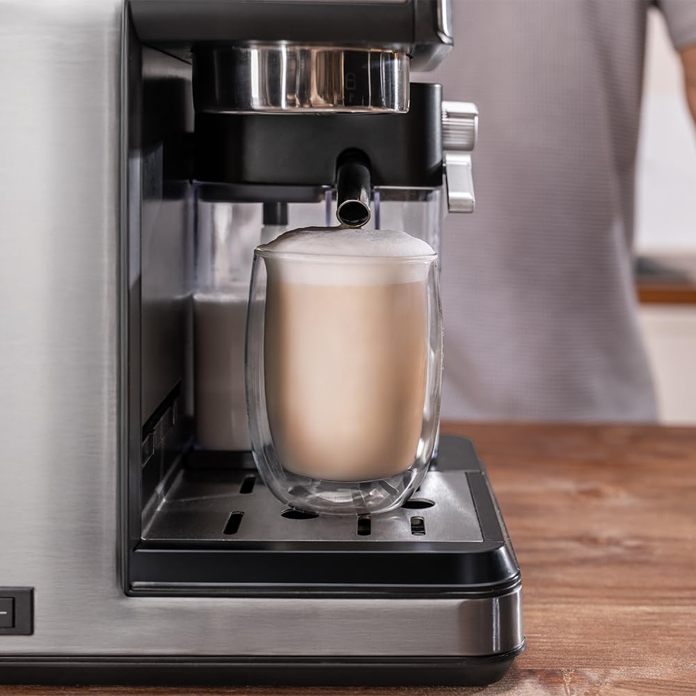 Cecotec Cafetera Express Power Espresso 20 Touch & Cream +. 1350W, 20Bares, Pantalla Táctil Recetario, Espumador, Thermoblock, Depósito Leche 500ml, Agua 1.8L, Autolimpieza, Accesorios