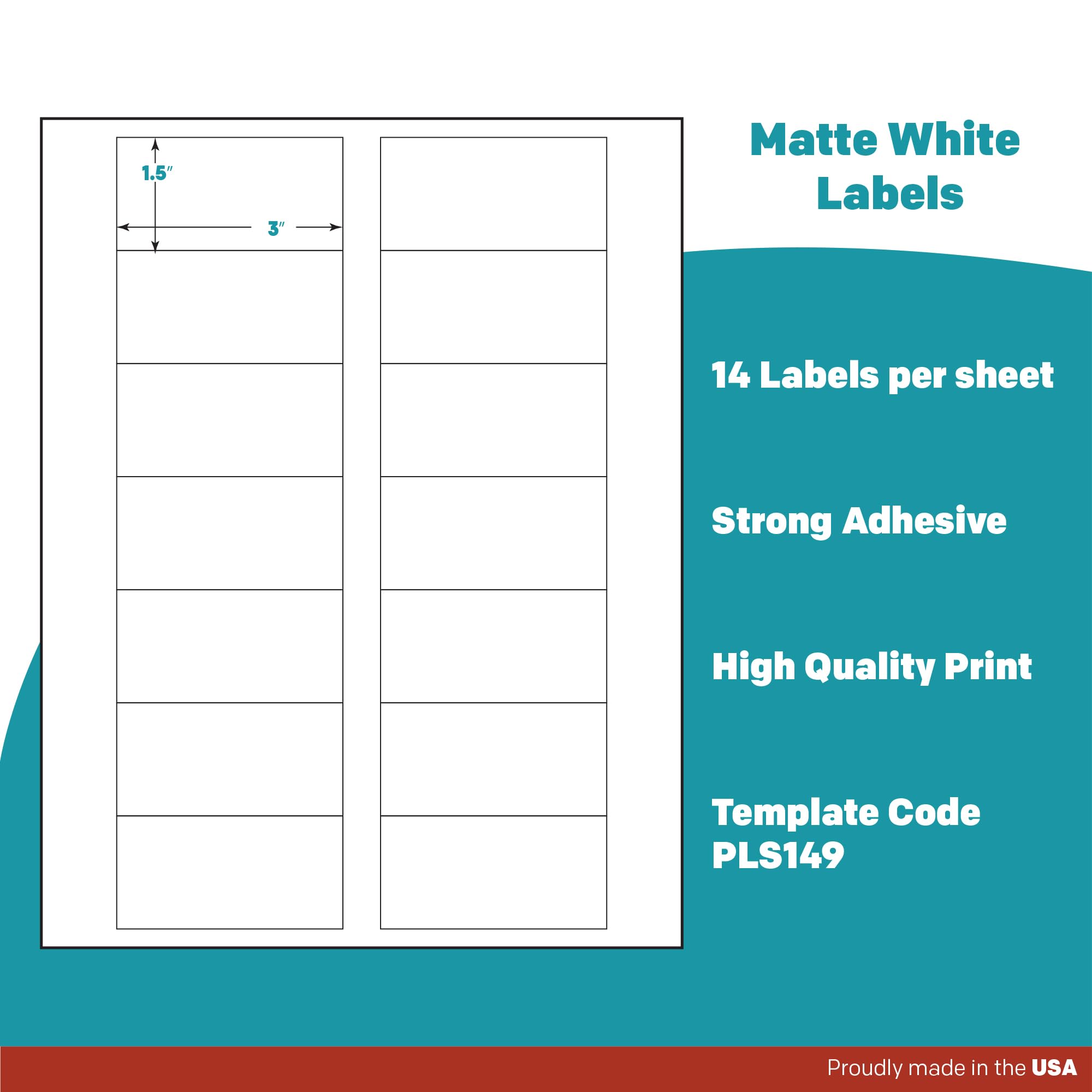 Premium Label Supply Etichette adesive bianche per bottiglie, 7,6 x 3,8 cm, compatibili con stampanti laser/inkjet (14 per foglio), 100 fogli, 1400 etichette adesive totali