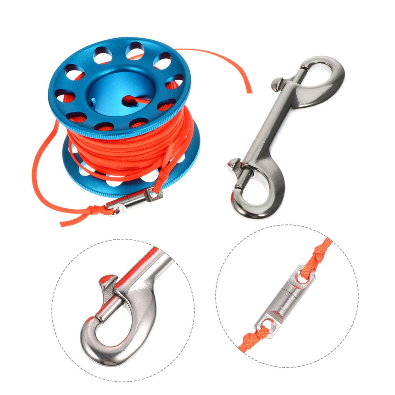 Sosoport 2 Sätze Tauchen Finger Spool Reel Blauer Unterwasser Spool Robustes Tauchzubehör mit Schnappverschluss Tauchen Equipment für Schnorcheln und Scuba Diving