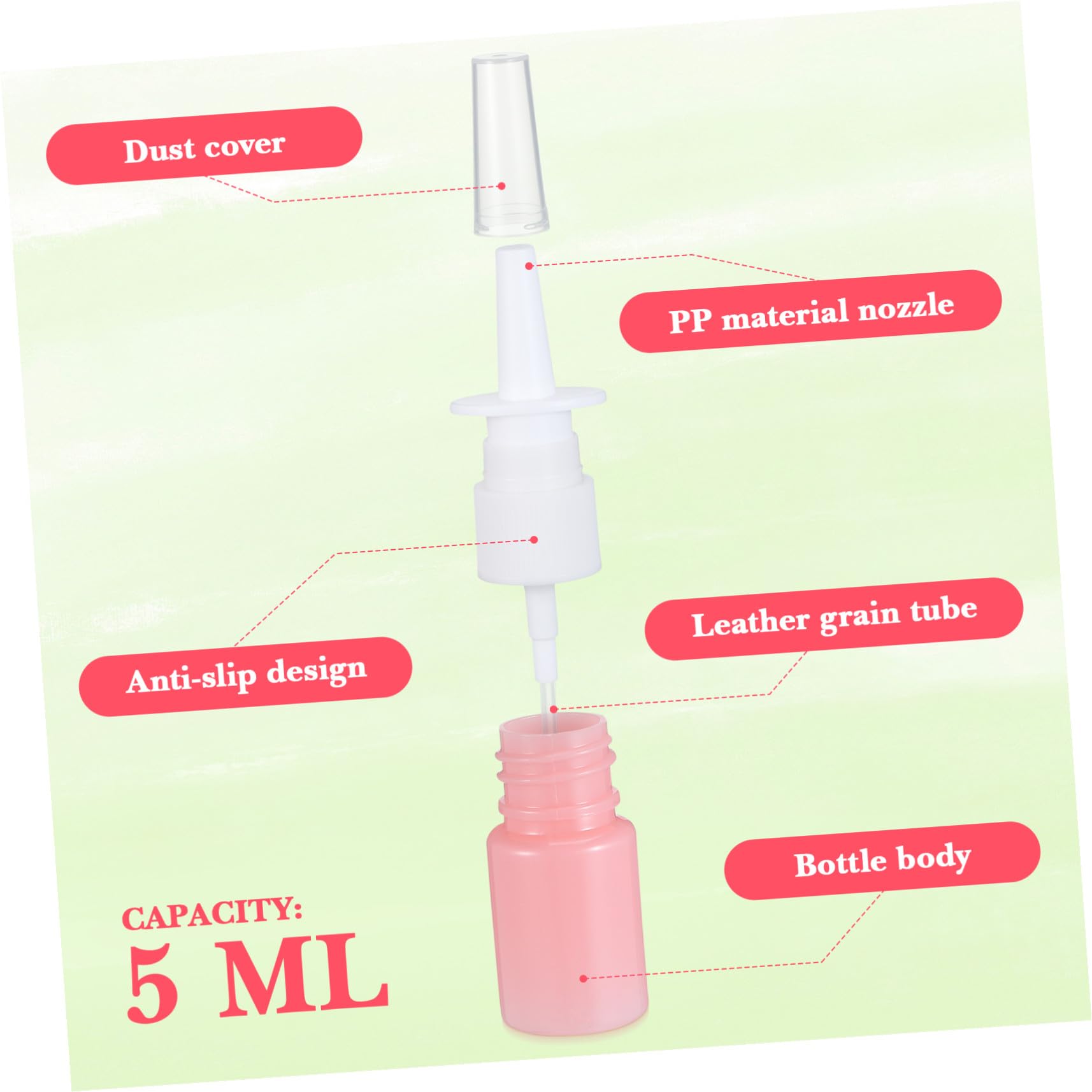Tragbare Sprühflasche aus Kunststoff 50 Stück 5ml für Flüssigkeiten