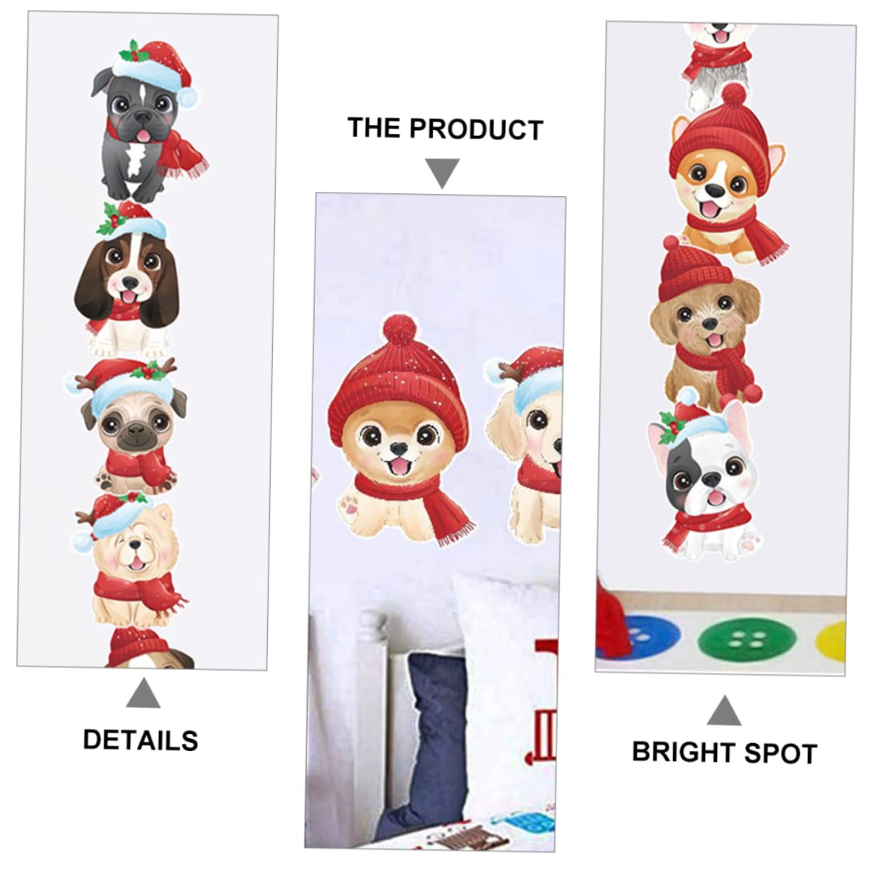 Cabilock 6 Fogli etichetta adesivo da parete per la cameretta dei cartone animato gnomi luci fatate Natale culla cam christmas adesivo da parete natalizio vetrofania natalizia pvc