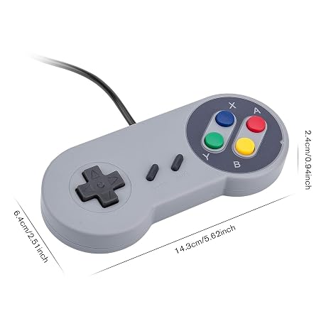 Rii Game Controller, Retro USB Controller for PC Gaming, Super Classic Wired Game Emulator Controller for PC, Raspberry Pi, Windows,Mac,Liunx, Android (Grey, 2 Pack)