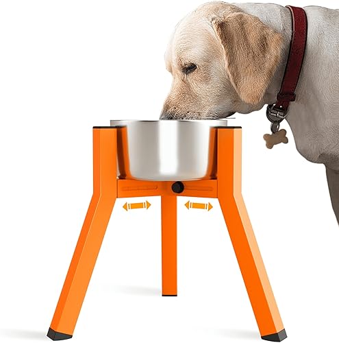 SHAINFUN Soporte de cuenco naranja para perros grandes, ancho ajustable, cuencos elevados para perros de 7 a 10.6 pulgadas, comedero de comida para
