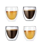 Gmark Espresso Cups Shot Glass 2.7- Ounce Coffee Set of 4 - Lightweight Double Wall Thermo Insulated GM2028