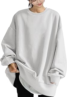 [7-livehouse] トレーナー レディース 秋冬 スウェット おしゃれ ゆったり 無地 レディース トップス 長袖 秋服 重ね着風 プルオーバー 大きいサイズ 体型カバー ファッション きれいめ 通勤 普段着 カジュアル