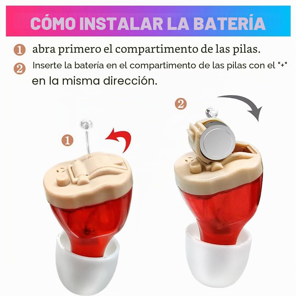 Dispositivo de mejora de sonido intrauditivo para personas mayores, auriculares con sonido de voz, auricular izquierdo azul y auricular derecho rojo (auricular izquierdo azul)