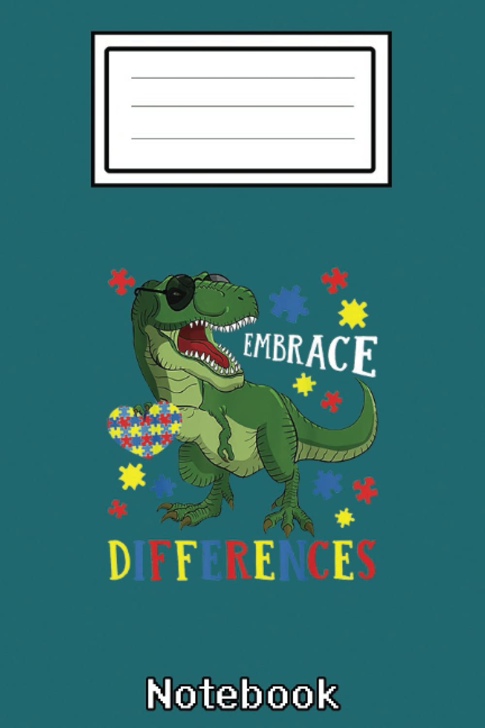Dinosaur T Rex Autism Awareness Puzzle Piece Gift Kids Boys Notebook: Autism Notebook: Autism Teacher Journal; Autism Awareness Gift Notebook... 110 Lined Pages; Memory and Keepsake Journal