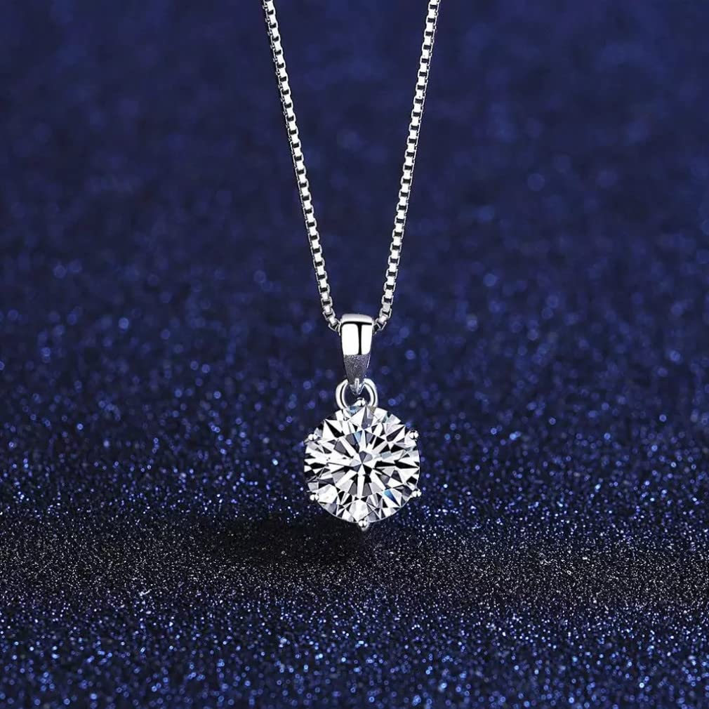 Collar con Colgante de moissanita de 1 CT para Mujer, Compromiso de Boda, Diamante, joyería de Plata de Ley 925, Collares