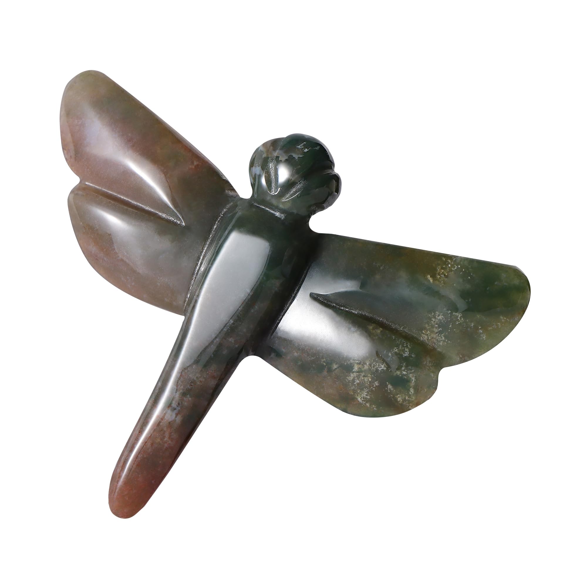 Artistone Ocean Jasper Dragonfly Statue Healing Crystals Hand Carved Cute Animal Figurine, Worry Stone for Anxiety Relif Home Desk Decor Wall