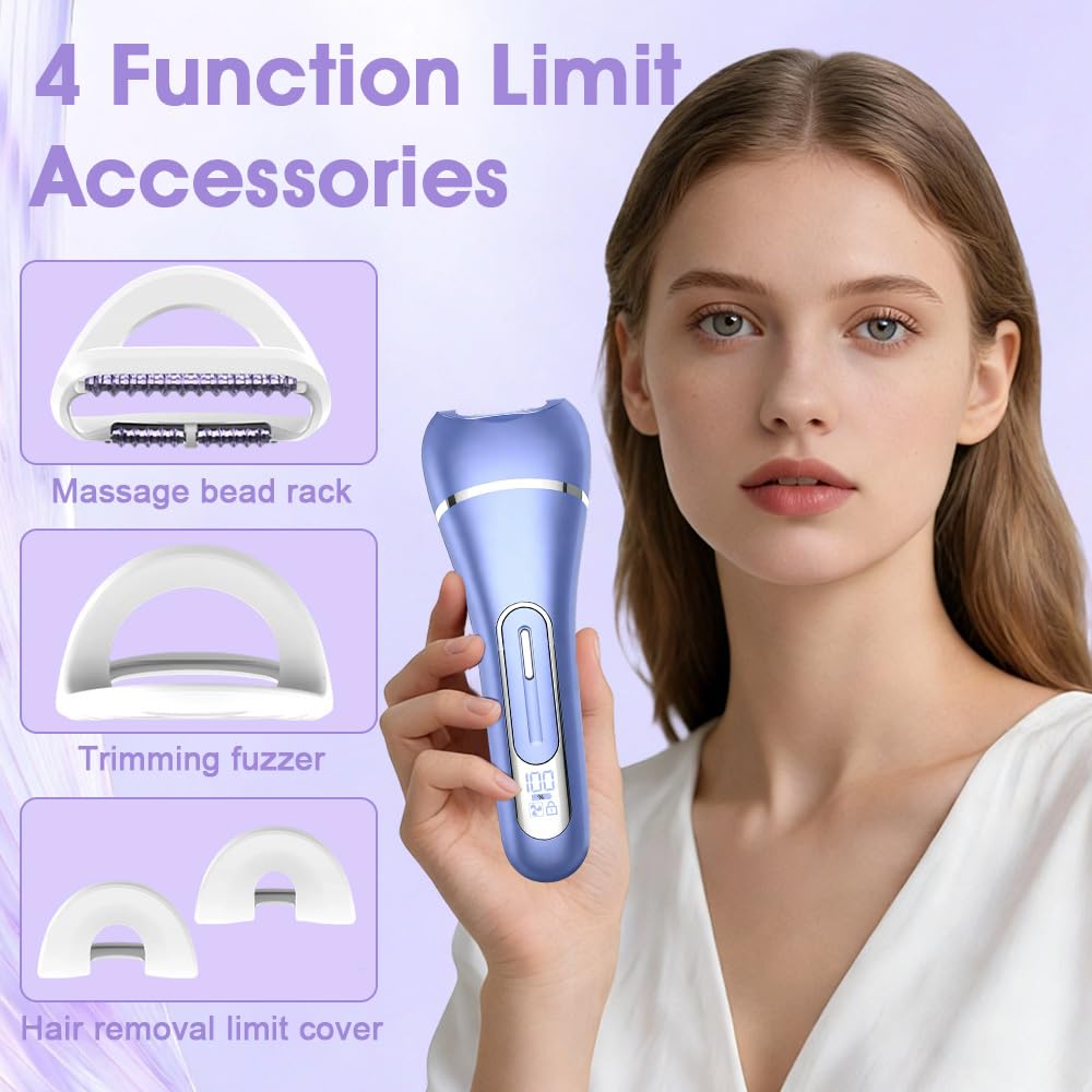 7 In 1 Epilierer Damen, Rasierer Damen, Gesichtsepilierer für Frauen mit Led, Bikini Trimmer, Intimrasierer Frauen, IPX7 Wasserdichter, Nass- und Trockenrasierer, für Gesicht, Achseln, Beine, Bikini