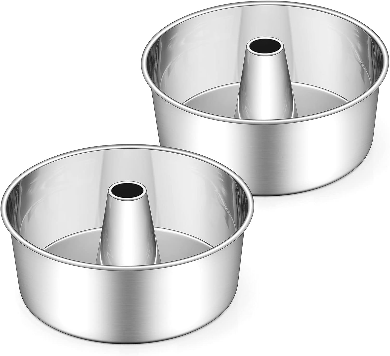 Efar Angel Food Cake Pan Set of 2, 10Inch Stainless Steel Tube Pan for Baking