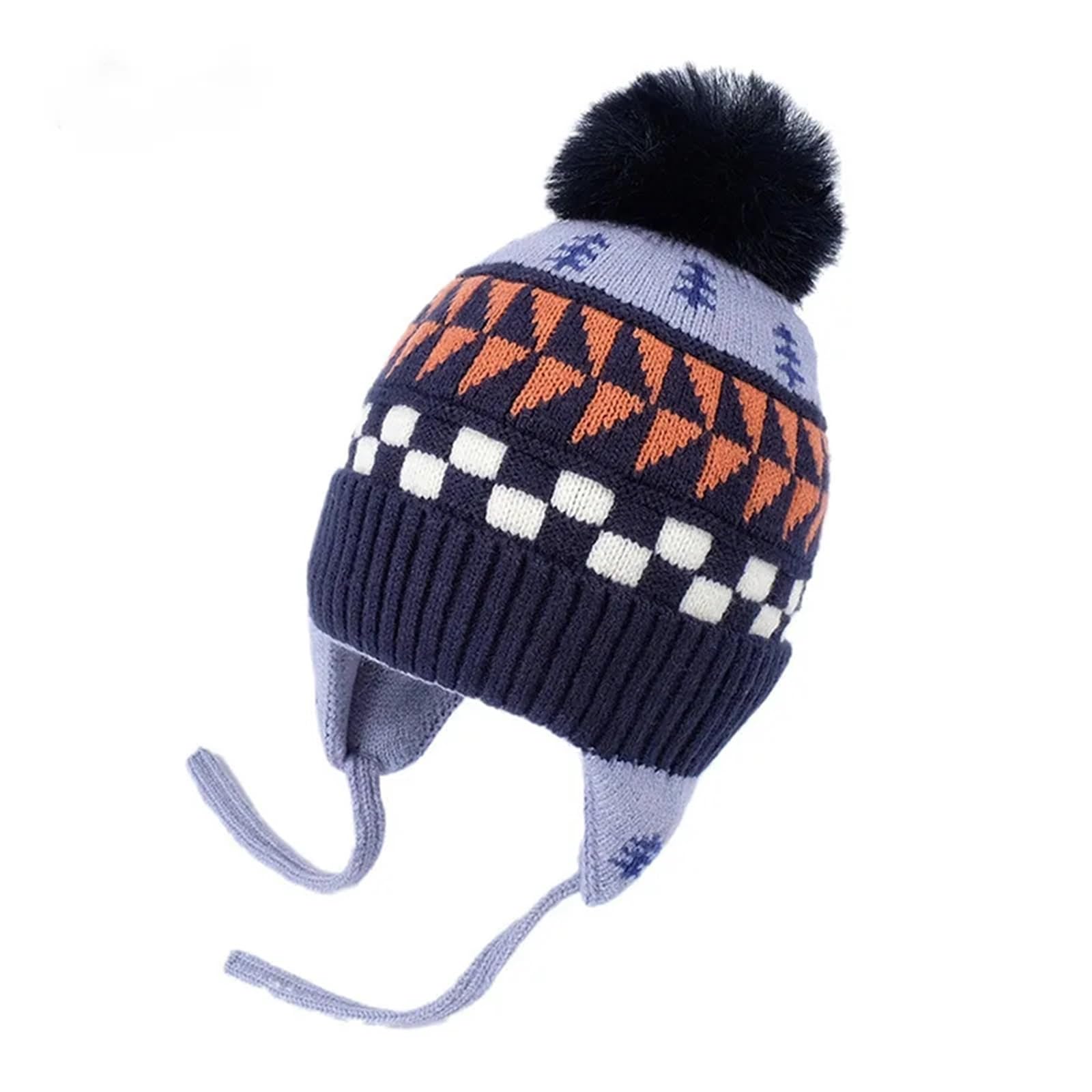 Cute Kids Knit Hat Autumn Winter Warm Kids Ear Protection Caps for Girls Boys Beanie Cap Soft Kids Bonnet Caps(E)