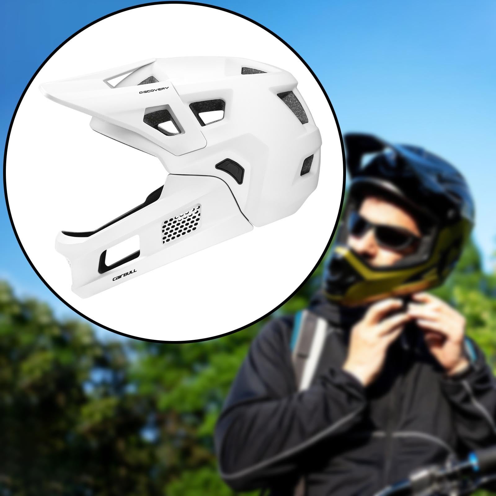 Qianly Casque de Vélo de Montagne pour Adulte avec Mentonnière Amovible pour Une Protection Complète du Visage, Blanc