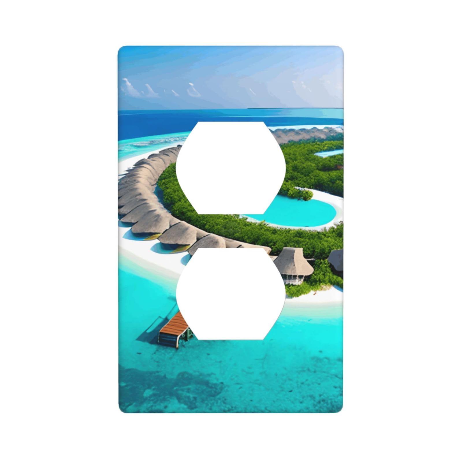Cntdbu White Maldives Scenery Unbreakable Polycarbonate Switch Plate-1 Gang Screwless Wall Plate For Home Office