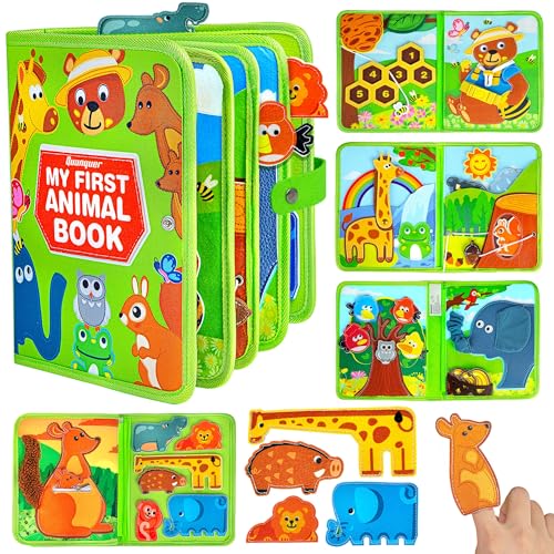 Image of Quanquer Animal Busy Book for Toddlers 1-3 - Montessori Toys for 1 Year Old Boys and Girls, Educational Travel Toy for Airplane Car, Christmas Birthday Gifts for Toddlers