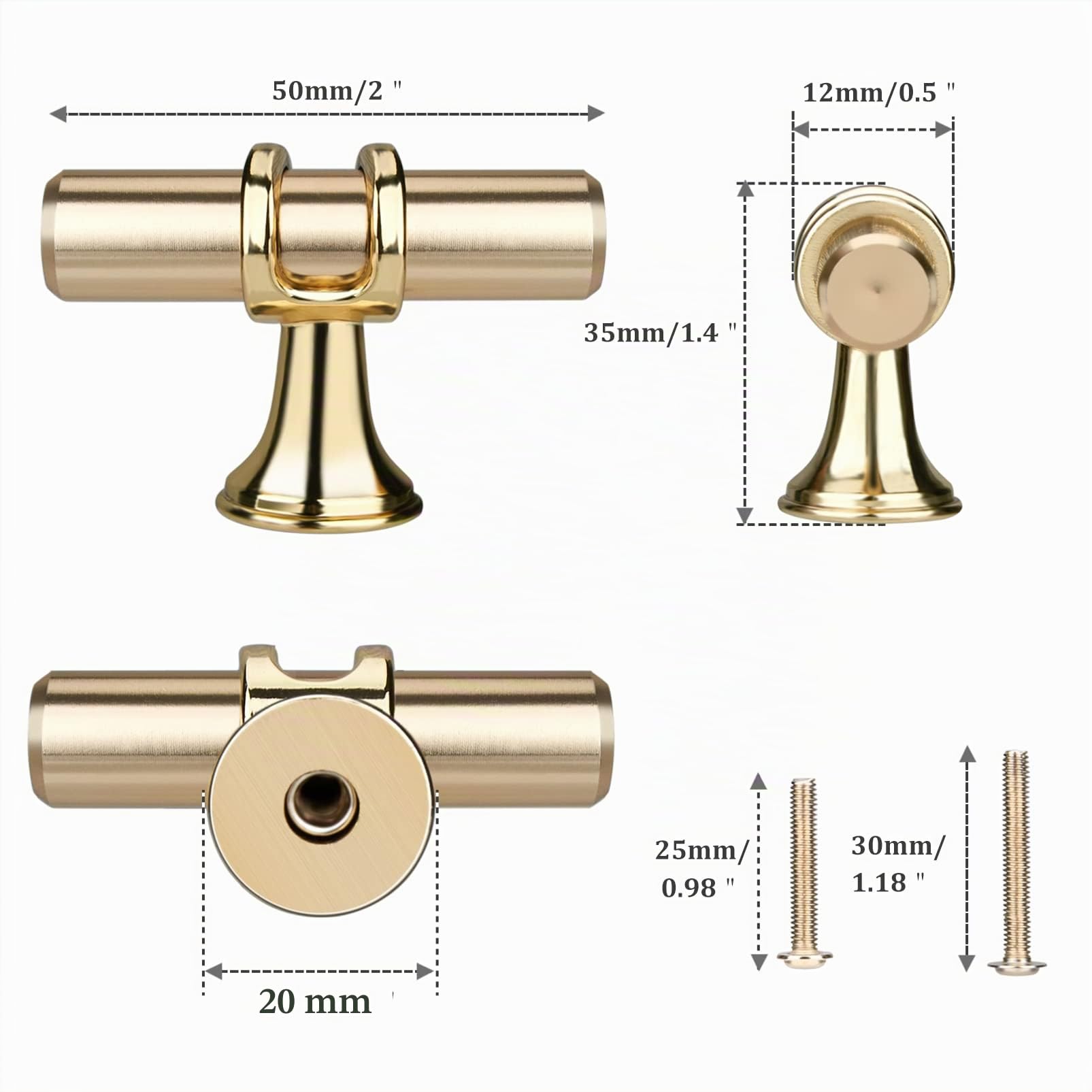 10 Piezas Dorado T Tiradores Cajones, Moderna Tirador Puerta Armario Solo Agujero Aleación de Zinc Sturdyy Tiradores Armarios Cocina Para Cajones Muebles Dormitorio Baño Con Tornillos
