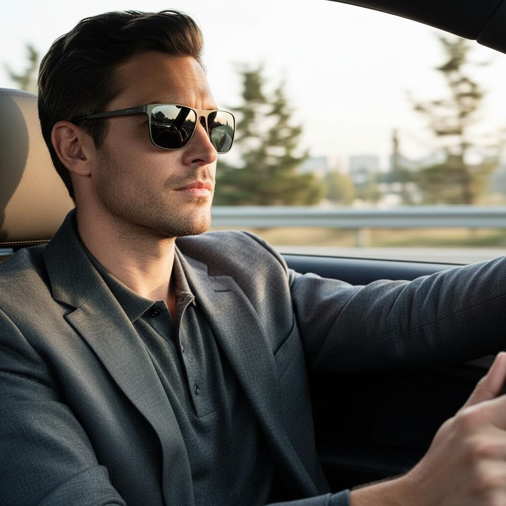 CARFIA Spring Hinge Metal Polarized Sunglasses for Men UV Protection Lightweight Square Sun Glasses for Driving Fishing Golf - Image 3