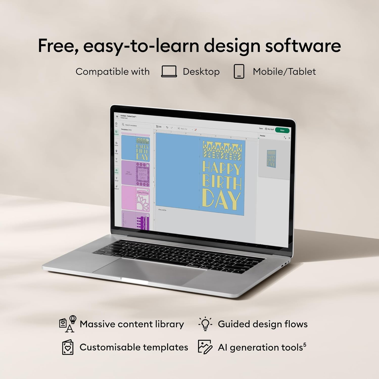 Cricut Joy™ 2 Essential Bundle + zawartość cyfrowa, kompaktowa inteligentna maszyna do cięcia, idealna do spersonalizowanych kart, prostych naklejek i etykiet