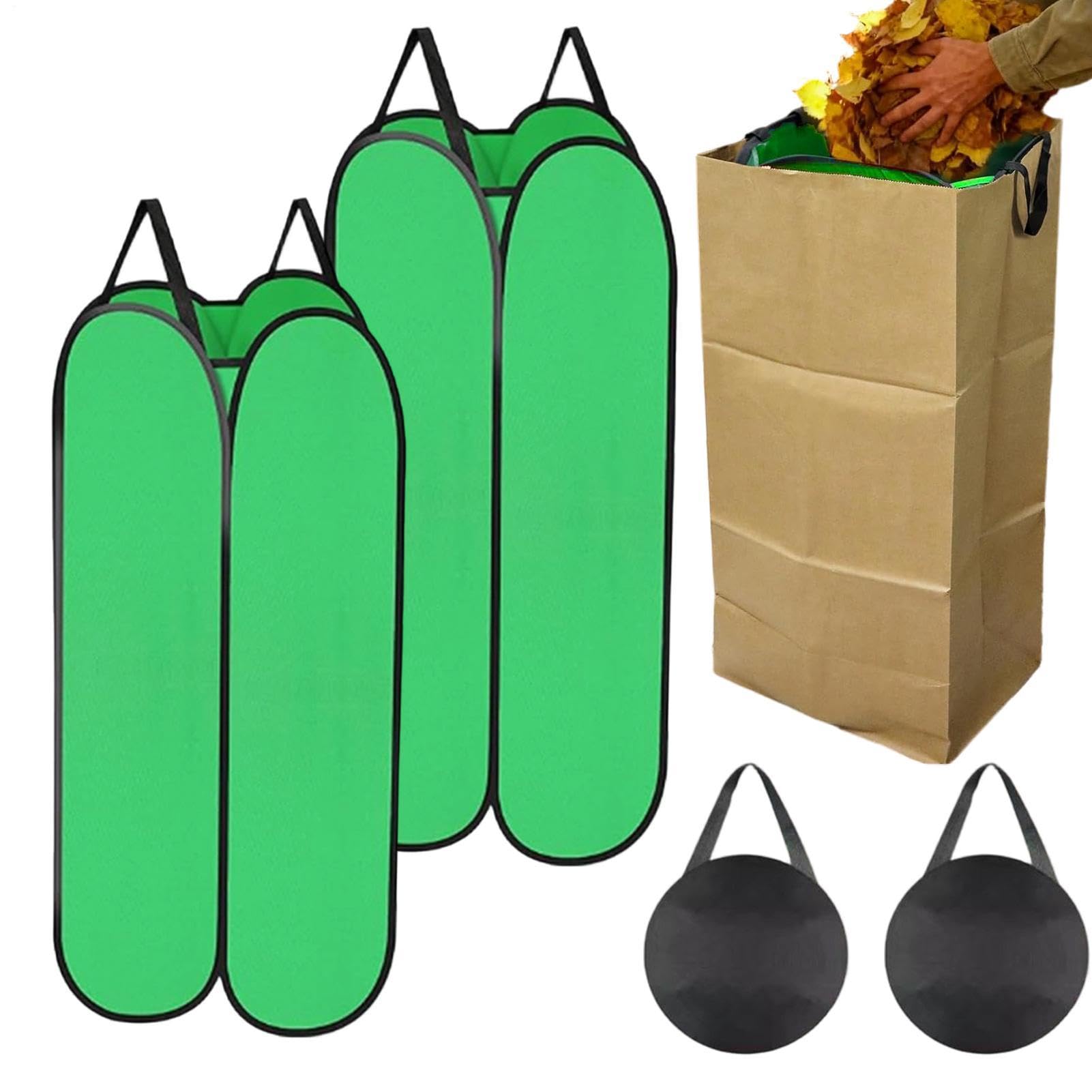 Set di 2 supporti per per foglie con supporto, pieghevoli | Supporto per sacchi d'erba per cucina, alimenti, campeggio, cantiere, giardinaggio, spazzatura, prato, esterno