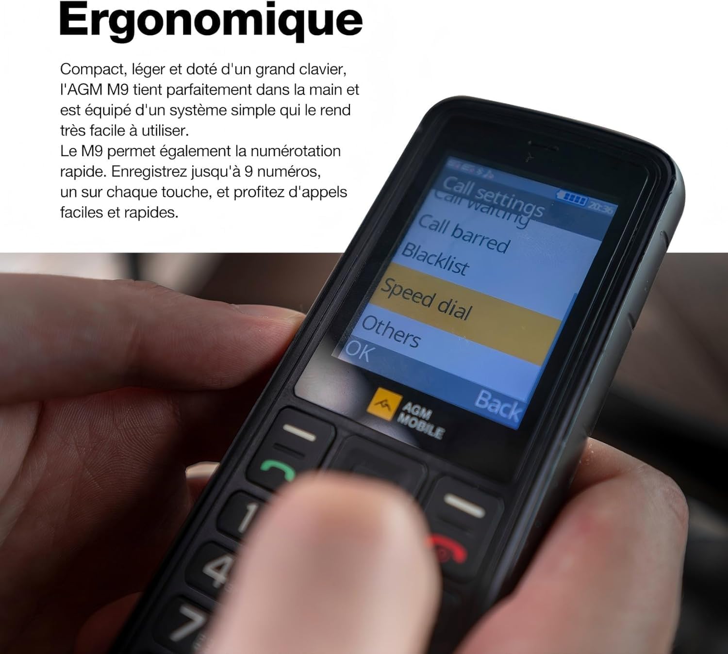 AGM M9 4G Téléphone Portable Robuste IP68/IP69K 3 Slot SIM Radio FM 1200mAh