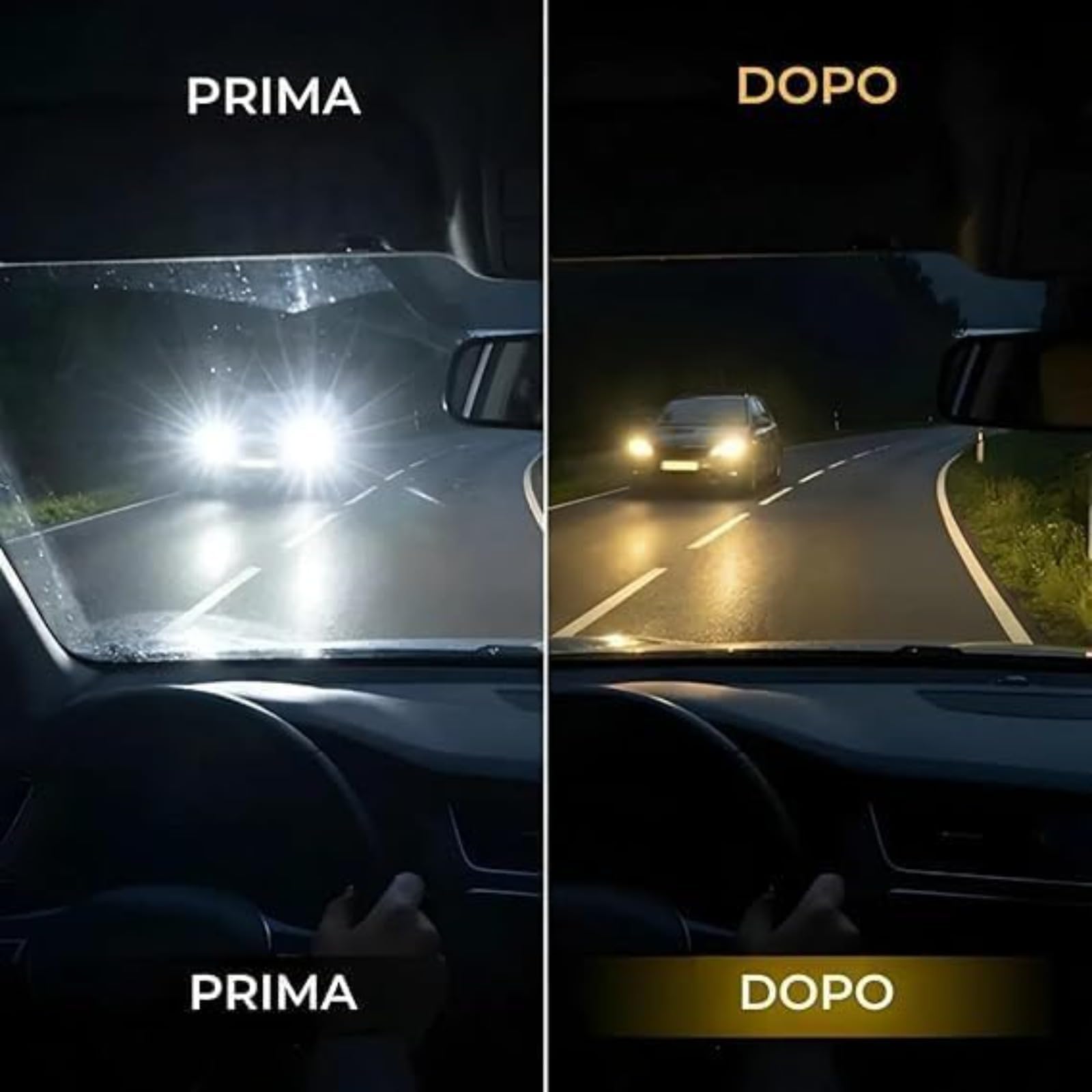Ownmaxx Orleea Occhiali Visione Notturna,Occhiali Guida Notturna Polarizzati, Anti Abbagliamento,Da Indossare Sopra Occhiali Da Vista,Per Notte Pioggia Neve (Giallo)
