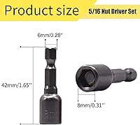 Vista 2 de YXQ 5/16 Nut Driver Magnetic Power 8mm Socket Adapter Drill Impact Bit Set 1/4 inch Hex for Power Tools, 10-Piece