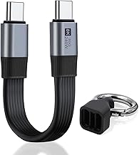 Duttek 80Gbps Short USB C to USB C Charging Cable 240W USB Type-C Male Converter Cable Support 240W PD Fast Charge, 8K@60Hz Video Display, USB4.0 E - Marker Tip, Keychain Design(15cm) (Grey)