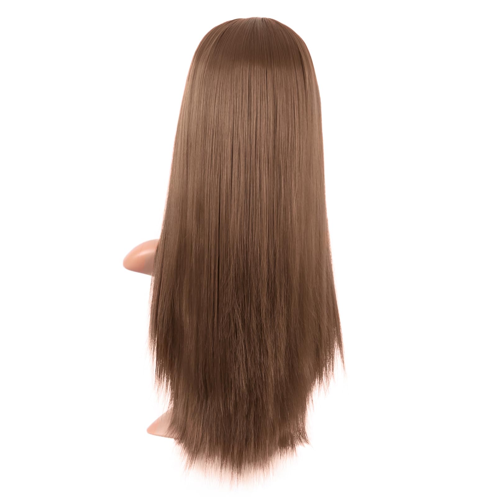 MapofBeauty 24 Inch/60 cm Long Straight Synthetic Hair Heat Resistant Party Cosplay Wig (Medium Brown), 21.5 inches - Image 4