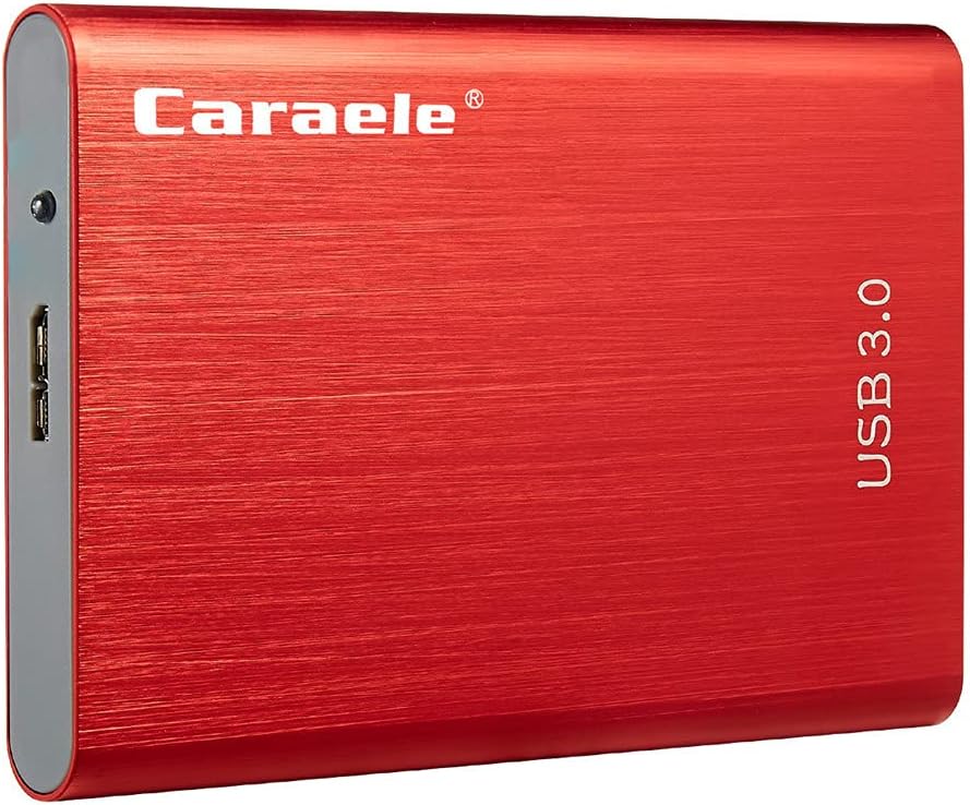 Portable SATA External Hard Drive HDD 2TB 1TB 500GB USB3.0 Ulra-Fast File Transfers (2TB, Red)