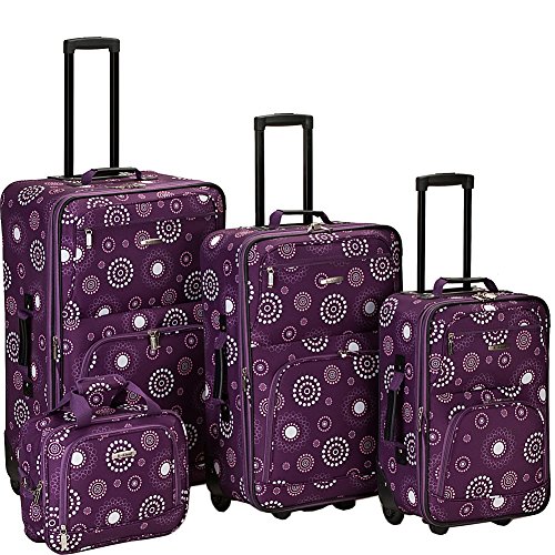 Image of Rockland Impulse 4-Piece Softside Upright Luggage Set, Purple Pearl, 4-Piece Set (14 /19 /24 /28)