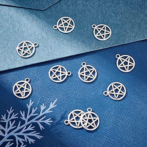 SUNNYCLUE 100Pcs Pentacle Star Charms Alloy Pendants Pentacle Star Charms Pendant Lucky Tibetan Five Point Charm Jewelry Making Accessory for DIY Earring Necklace Bracelet Making Christmas - Image 4