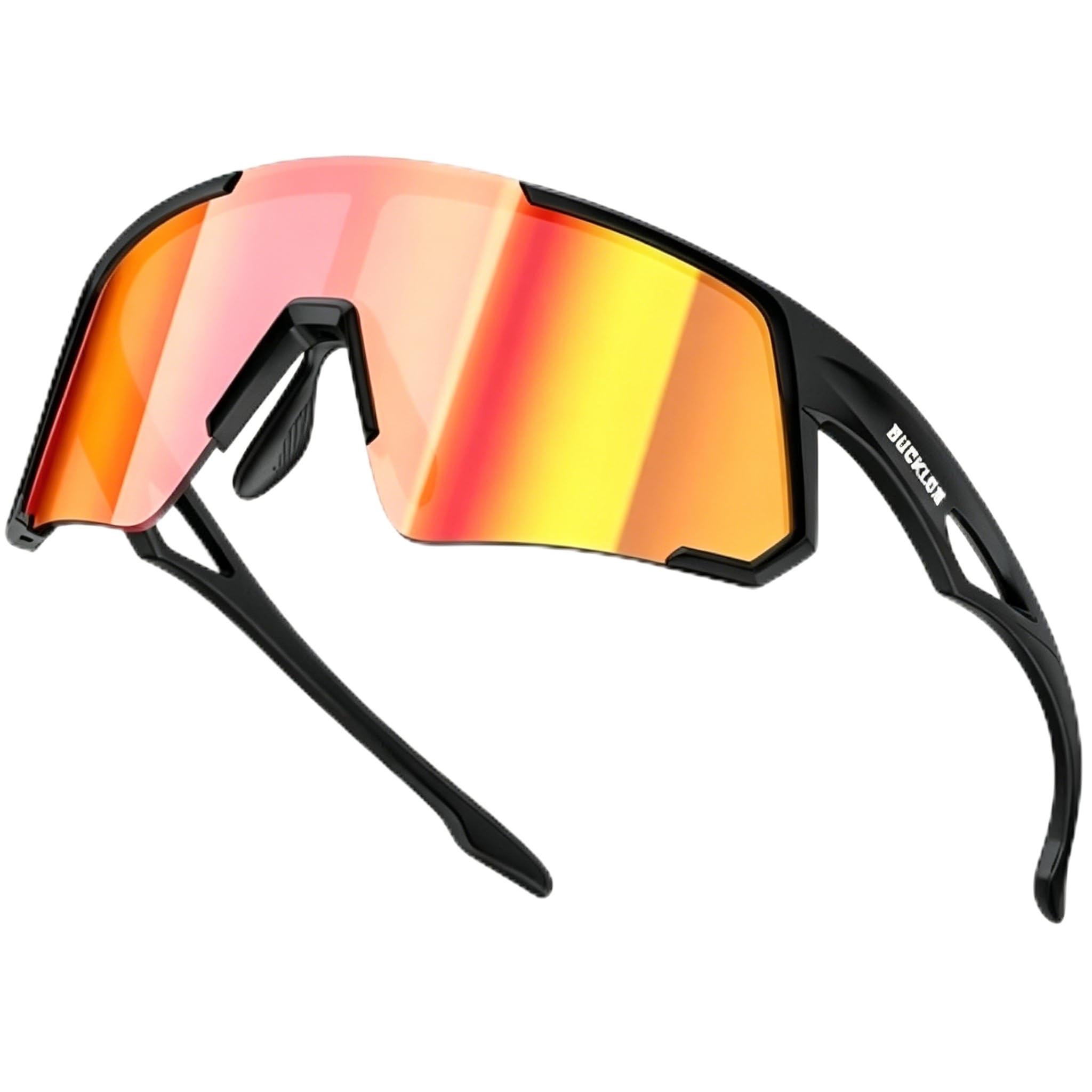 AEYINO Polarized Cycling Sunglasses for Men Women Sports Sunglasses 400UV Protection Glasses for Running Cycling Hiking Baseball Golf Fishing (black-red)
