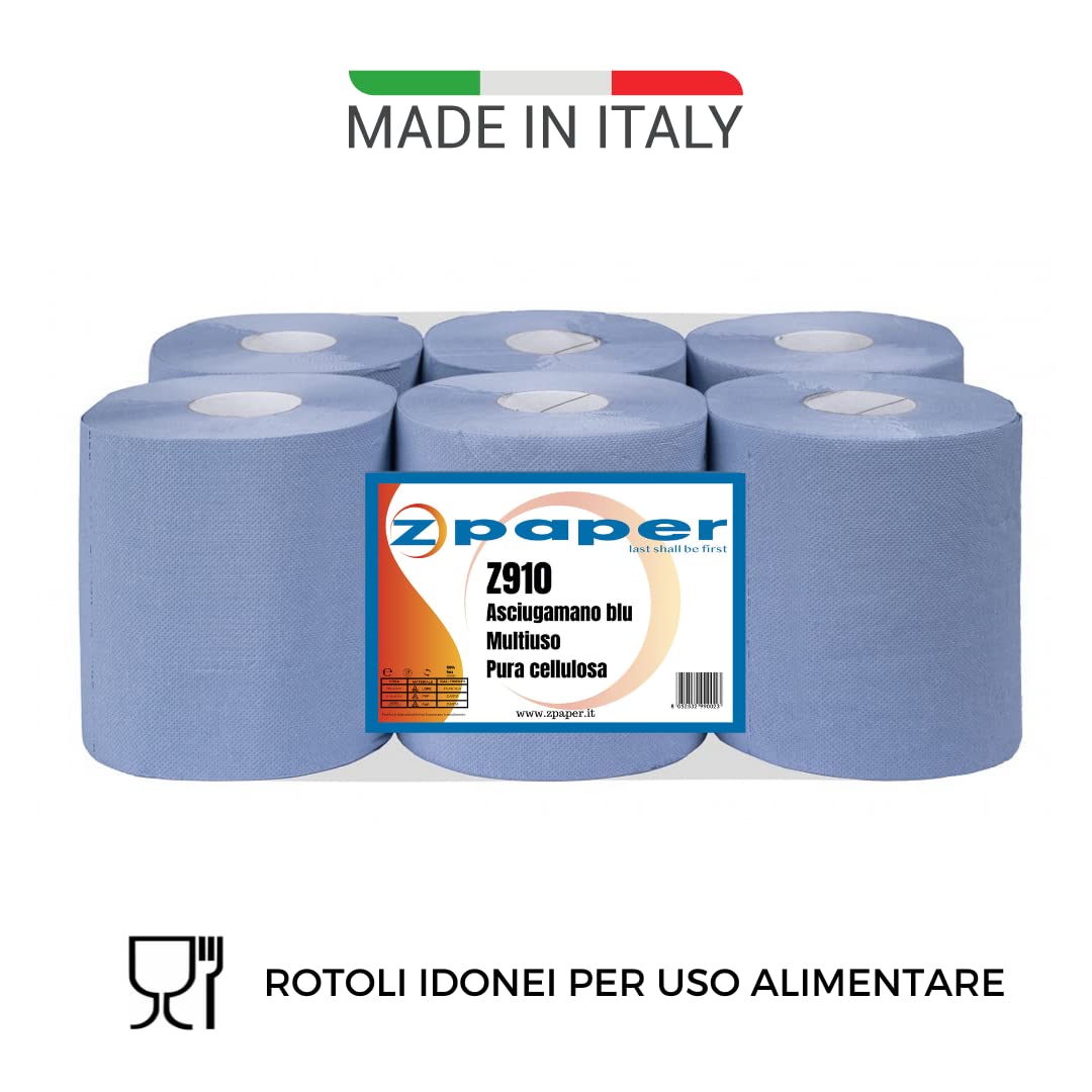6 Rotoli Asciugamani Di Carta BLU - Pura Cellulosa 2 Veli Per Dispenser, Uffici E Casa - Foto 12