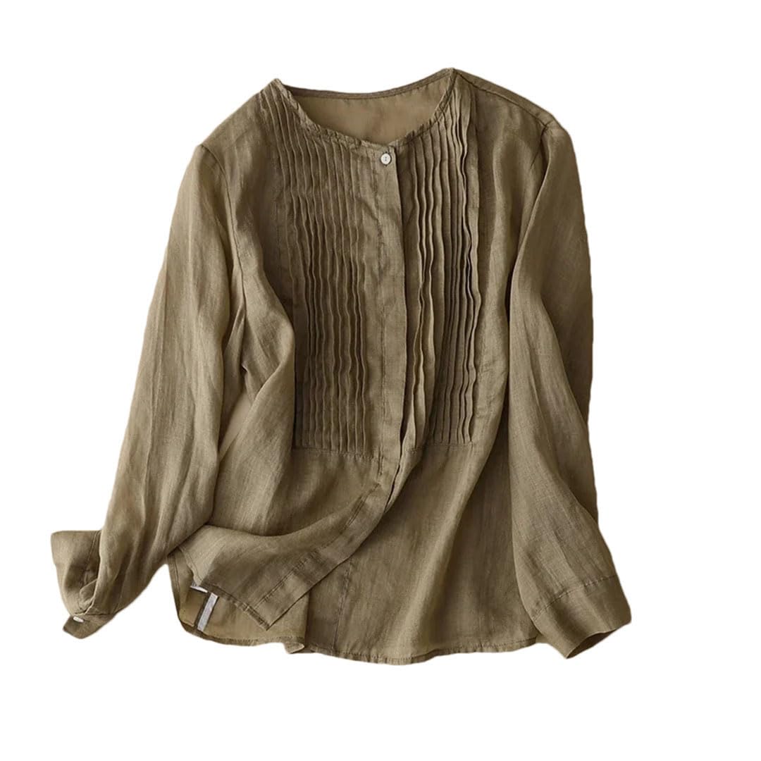 Camicia da donna in stile cinese in cotone e lino camicette vintage sciolto tinta unita abbigliamento maniche lunghe top