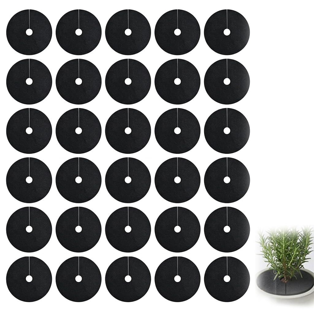 Wufaa 30PCS Cabbage Collars for Plants, 15cm Round Plant Mulch Ring Deters Slug Nematodes, Plant Protector Mat for Deters Root Flies Snails Weeds Flower Beds Soil Moisture Retention