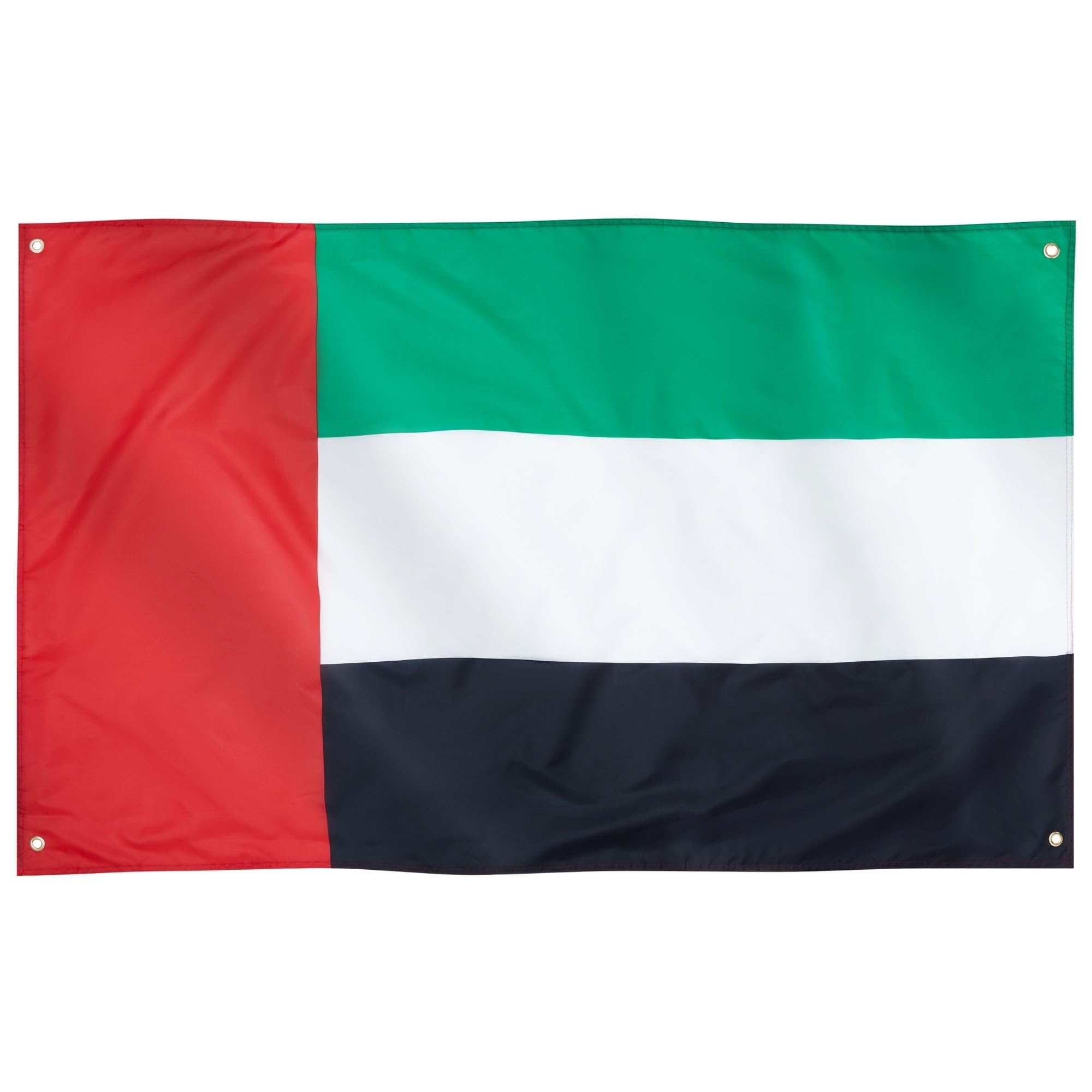 Runesol UAE Flag, 91 x 152 cm (3 ft x 5 ft), 4 Eyelets, Isra and Mi'raj, Arab Emirates Flag, Emirati Flag, Premium Flags for Indoor and Outdoor Use, Vivid Colours