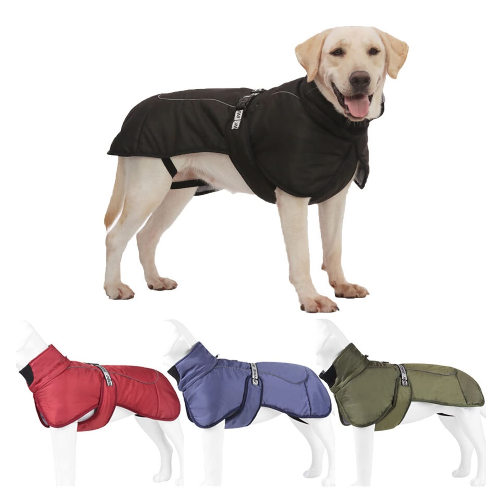 KIKBAX Ubrania dla dużych psów, Ciepła kurtka dla psów, Regulowany płaszcz dla psów, Artykuły dla zwierząt domowych (Color : A, Size : XL)