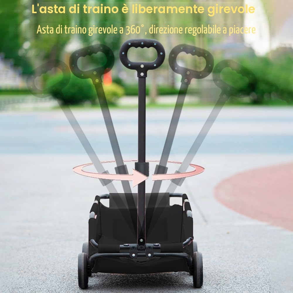 Carrello pieghevole per cani e gatti, carrello a mano leggero sicuro, grande capacità traspirante, ideale per passeggiate, uscite e viaggi all'aperto (nero)